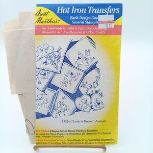 Vintage Aunt Martha's Hot Iron Transfers 9773 Love in Bloom Animals, Used